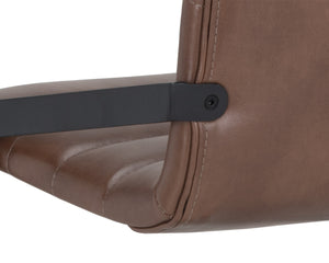 Sunpan Webber Industrial Chic Barstools - Set of 2 with Tufted Faux Leather and Exposed Steel Frame Bravo Cognac