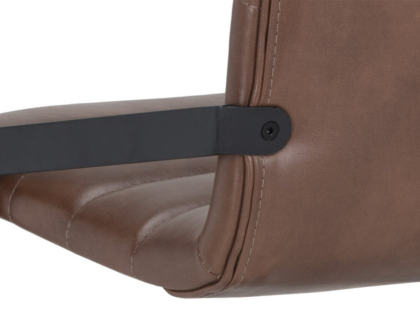 Sunpan Webber Industrial Chic Barstools - Set of 2 with Tufted Faux Leather and Exposed Steel Frame Bravo Cognac