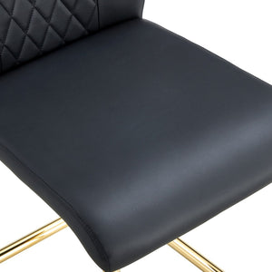 English Elm Table Set: Modern 9-Piece Luxurious Transparent Glass Dining Set With 8 Black Pu Chairs & Gold Legs W1151S02590-GIGA