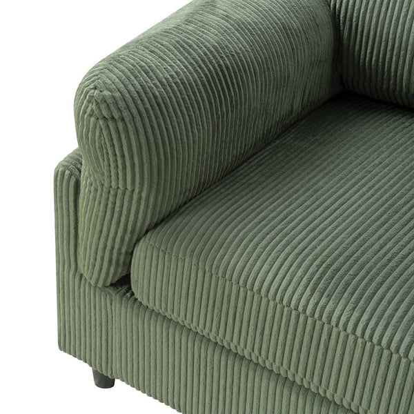 English Elm 82.6" Corduroy Mid-century Loveseat Ribbed Fabric Sofa Solid Wood Tapered Legs 2 Seater Green W5515P488387