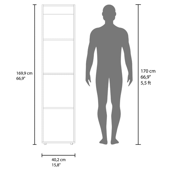 English Elm Deftones Tall Narrow Wenge Cabinet Four Shelves Slim Floor to Ceiling Bedroom Storage B128P485415