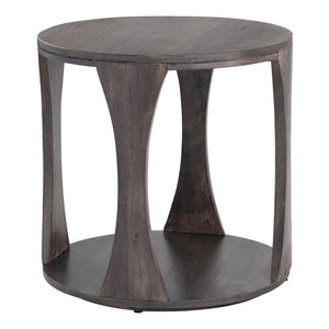 Crestview Collection Transitional End Table With Solid Mango Wood, Curved Legs, And Stylish Open Shelf For Modern Living Brown Solid Wood Cvfnr4268