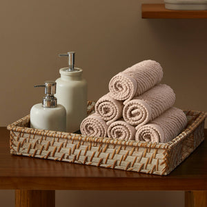 JLA Home Madison Park - 100% Cotton Zero-Twist Diagonal Ribbed Washcloths 6-Pack — Plush, Quick-Dry, High-Absorbency Towels Beige MP73-8865