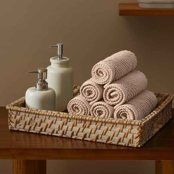 JLA Home Madison Park - 100% Cotton Zero-Twist Diagonal Ribbed Washcloths 6-Pack — Plush, Quick-Dry, High-Absorbency Towels Beige MP73-8865