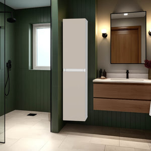 English Elm Dateland Two-Door Wall Cabinet — Tall Vertical Storage for Bathroom Kitchen, Durable MDP, Adjustable Shelves B128P375321