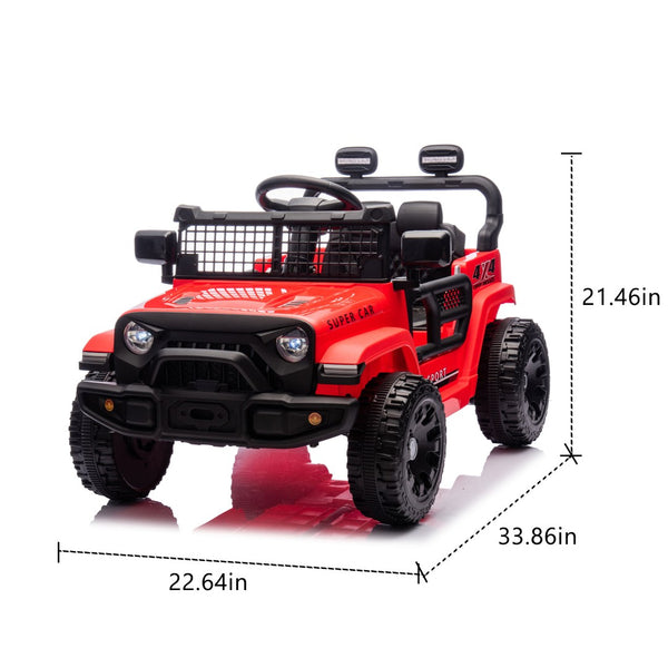English Elm 24v Kids Ride on Car with Parental Remote Four Wheel Suspension Led Lights Bluetooth Red W1578P235082