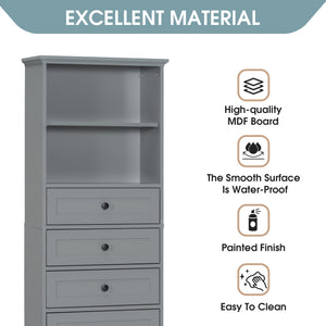 English Elm Gray Tall Storage Cabinet with 3 Drawers, Adjustable Shelves, Anti-Dump Device for Bathroom Office Home Organizing 42x23.75x6.5 WF323347AAE