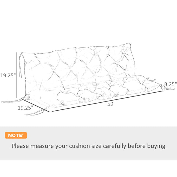 English Elm Patio Bench Cushion Tufted Overstuffed Polyester Fill for Swing Sofa Pergola Seating Dark Grey T3971P418286