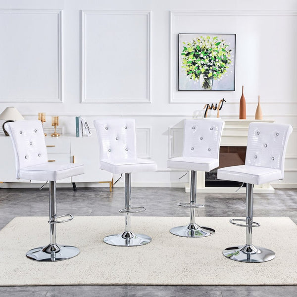 English Elm 4-pack Pu High-back Dining Chairs with Powder-coated Metal Legs for Modern Kitchens White W3875P371068