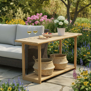 English Elm Christopher Knight Home® - Woodside Light Teak Rectangular Outdoor Buffet & Console Table – Acacia Wood, 300lb Capacity, Sleek Design N775P361821L