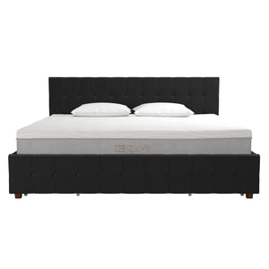 English Elm Upholstered Velvet Storage Bed with Tufted Headboard and Four Drawers for Bedroom B2733S00007