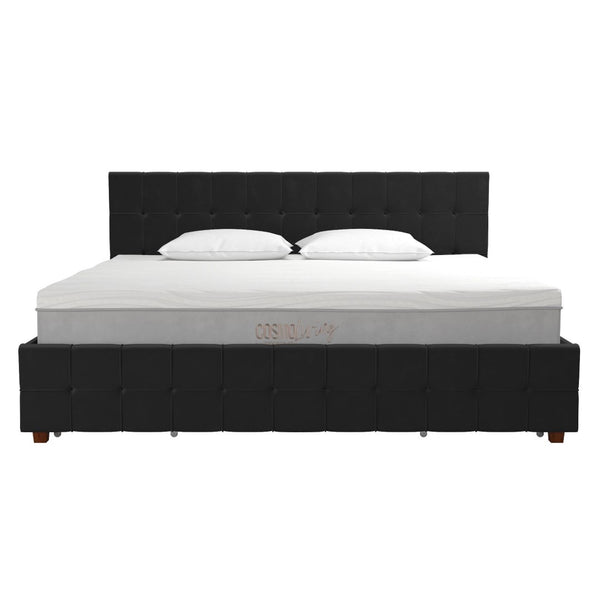 English Elm Upholstered Velvet Storage Bed with Tufted Headboard and Four Drawers for Bedroom B2733S00007