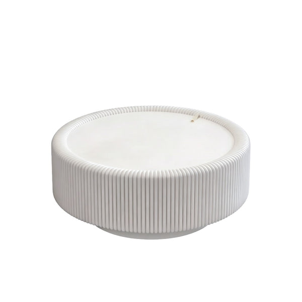 English Elm Black Round Fluted Pu Leather Coffee Table Tempered Glass Top Hidden Storage Modern Cream White W3081P428979
