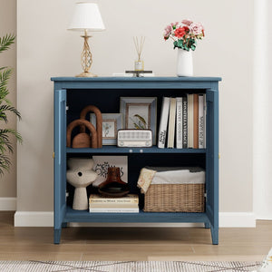 English Elm Geometric Diamond Embossed Sideboard Cabinet Matte Vintage Mdf Entryway Storage Blue W688P364739