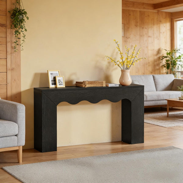 English Elm Wood Solid Fir Console Table Handcrafted Farmhouse Style for Entryway or Sofa T3971P449800