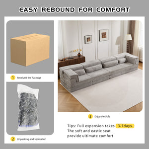 English Elm Compression Boneless Modular Sofa Bed - Versatile, Plush 4-Seater With Pillows, No Assembly Needed! W3723S00032