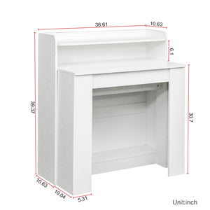 English Elm Modern Extendable Dining Table with Hidden Storage, Space-Saving Expandable Design for Small Homes White W331P191550