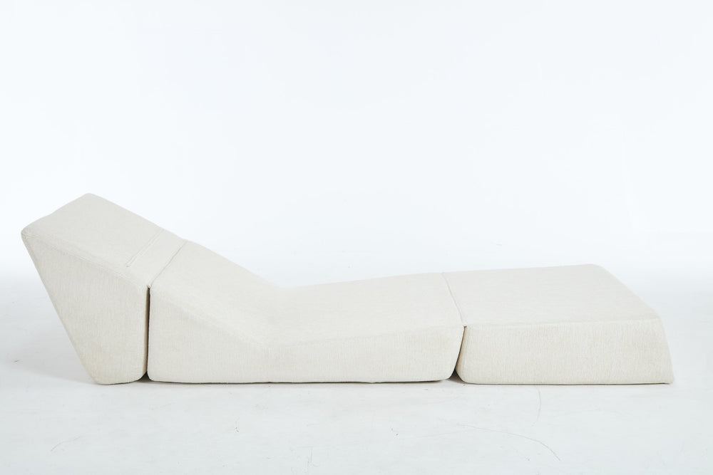 English Elm Heng single velvet sofa bed (White) – chenille comfort, thick cushion, non-slip bottom, compact storage W212P209397