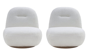 English Elm 2p, Boucle Swivel Accent Chair Armless Cloud Seat Sculptural Minimalist Living Room W2664S00081
