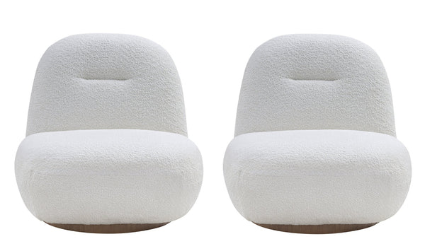 English Elm 2p, Boucle Swivel Accent Chair Armless Cloud Seat Sculptural Minimalist Living Room W2664S00081