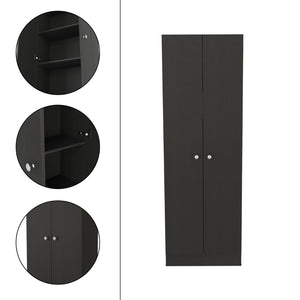 English Elm Multistorage Tall Matte Black Cabinet with Five Shelves for Pantry or Utility Spaces B097132946