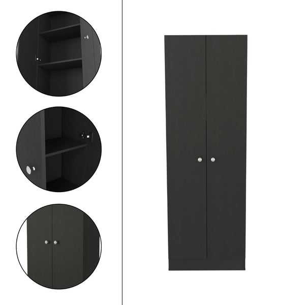 English Elm Multistorage Tall Matte Black Cabinet with Five Shelves for Pantry or Utility Spaces B097132946