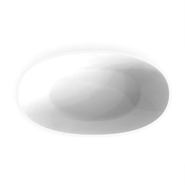 English Elm 55 Inch Freestanding Solid Surface Soaking Tub Matte White Ergonomic Bathtub W1613P351366