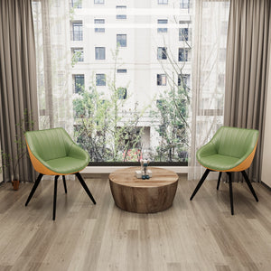 English Elm 29.53" Mid-Century Modern Coffee Table Set With 2 Pu Chairs For Stylish Living & Dining Spaces W2189S00505