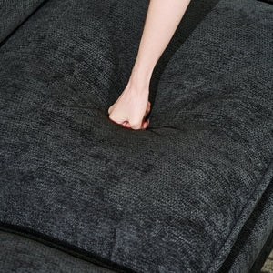 English Elm 140.9-inch U-shaped Modular Sectional Sofa with Ottomans Chenille Cloud Cushions Black W288S00030