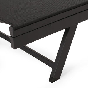 English Elm Christopher Knight Home® - SALTON Chaise Lounge with Breathable Nylon Mesh Seating, Lightweight Recliner for Outdoor Comfort and Style Black 60919.00BLKMSHMP2