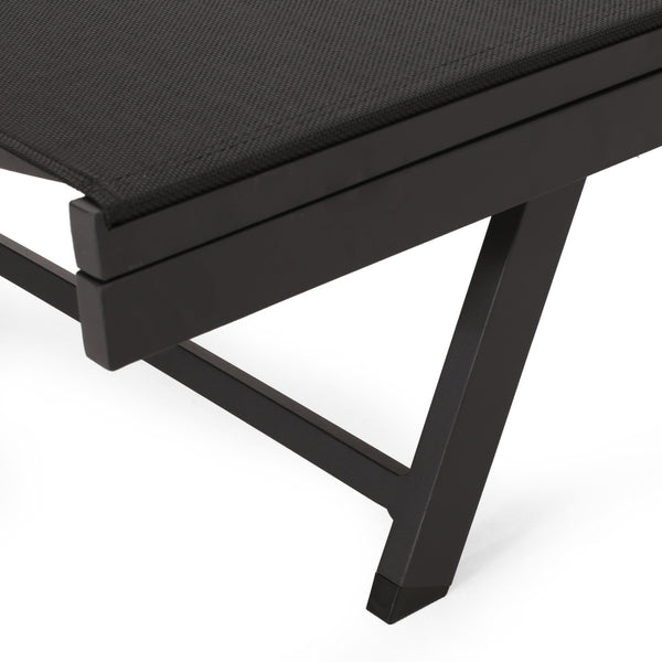 English Elm Christopher Knight Home® - SALTON Chaise Lounge with Breathable Nylon Mesh Seating, Lightweight Recliner for Outdoor Comfort and Style Black 60919.00BLKMSHMP2