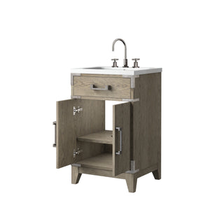 English Elm Grey Oak Single Bath Vanity With Acrylic Top & Faucet Set - Stylish Storage For Compact Spaces B2731P259737