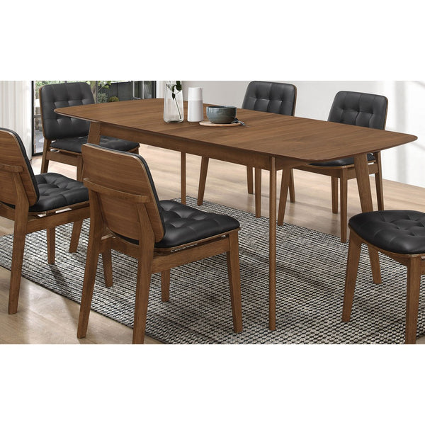 English Elm Carson Mid-Century Natural Walnut Extension Dining Table with Warm Grain, Sleek Lines & Expandable Surface B062P328696