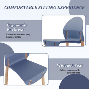 English Elm 4-Pack Grey Blue Chairs with Solid Red Oak Legs, Ergonomic PP Seats, 330lb Strength, Easy-Clean Finish W3450P322868