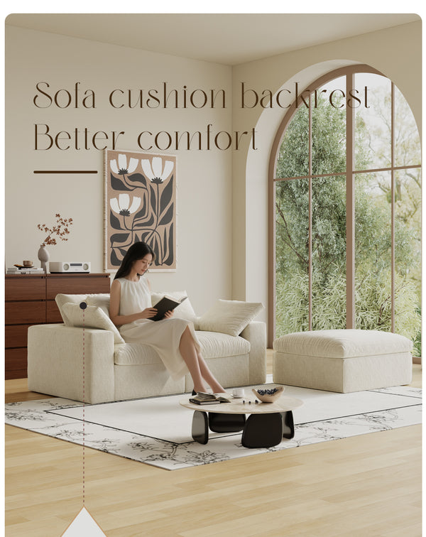 English Elm Modular 3-Seat Sectional Sofa With Ottoman – Versatile Modern Minimalist Sleeper For Small Spaces W3622S00009