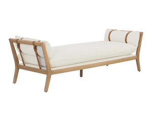 Sunpan ADELINA Daybed - Stylish Heather Ivory Tweed with Solid Oak Frame and Unique Leather Accents 111280
