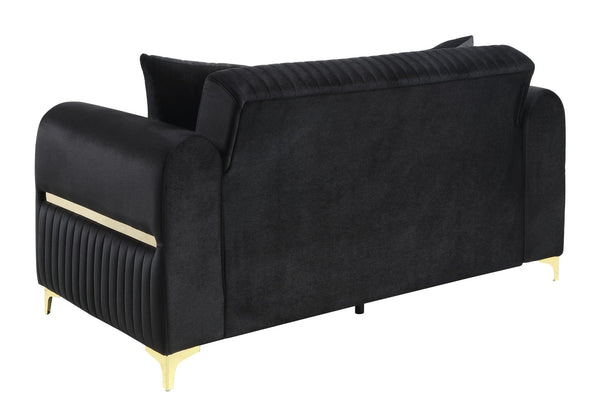 English Elm Ruby Contemporary Sofa Set with Channel Tufting Birch Frame and Gold Steel Legs B009S02247