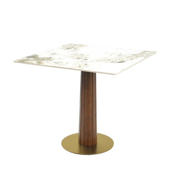 English Elm Modern Square Dining Table - 33.5" Sintered Stone Top With Wood Legs & Gold Base For Small Spaces P2 W1535S00599-GIGA
