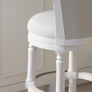 English Elm 26" Farmhouse Barrel Back Swivel Counterstool Upholstered Wood Frame Kitchen Island Seating White B2751P436469