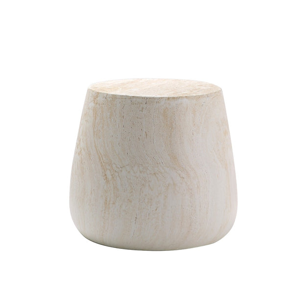 English Elm Light Travertine Finish Magnesium Oxide Round Side Table Sculptural Stone Look End W5351P456856