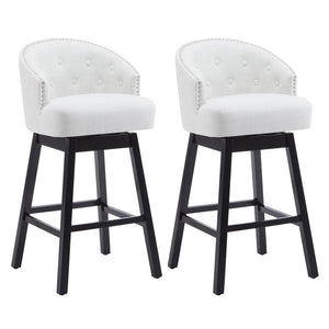 English Elm Christopher Knight Home® - 33.25" Swivel Counter Stools Set of 2 — 360° Upholstered Button-Tufted Armless Bar Stools, Black-Beige N780P185530B