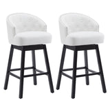 Christopher Knight Home® - Noble House - - 33.25" Swivel Counter Stools Set Of 2, Upholstered Counter Height Bar Stools With Solid Rubber Wood Frame, Backrest, Footrest, Armless Barstools For Home Bar, Kitchen Counter, Black + Beige