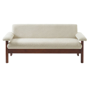English Elm Modern Berber Fleece 2 Seat Loveseat Rubberwood Base Plush Armrest Couch for Apartments N763S000050A