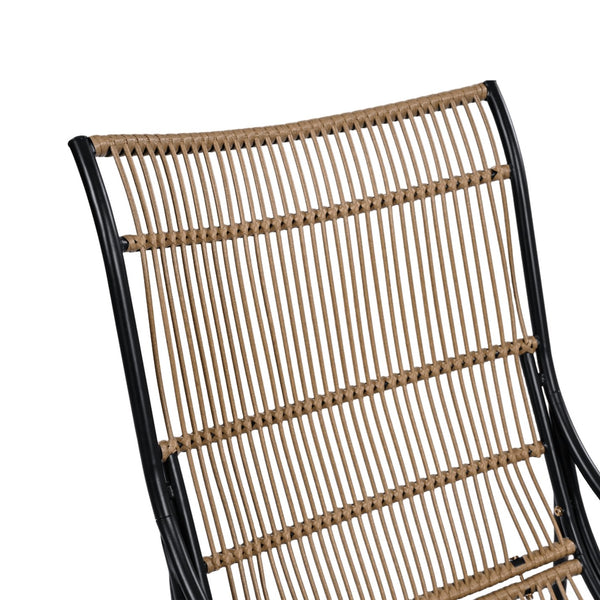 English Elm Christopher Knight Home® - 3 Piece Wicker Patio Set with Cloud-Like Cushions, Acacia Top Table, Rust-Resistant Steel Frame Beige,Black+Natural N780P209442N