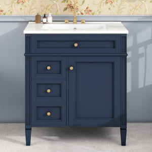 English Elm 30'' Modern Bathroom Vanity With Ceramic Sink, 3 Drawers & Storage Cabinet – Stylish & Durable Design N710P206904C