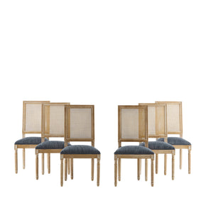English Elm Christopher Knight Home® - [Set Of 6] Vintage-Inspired French Country Dining Chairs - Elegant Cane Backrest & Upholstered Comfort N767P263678H_6