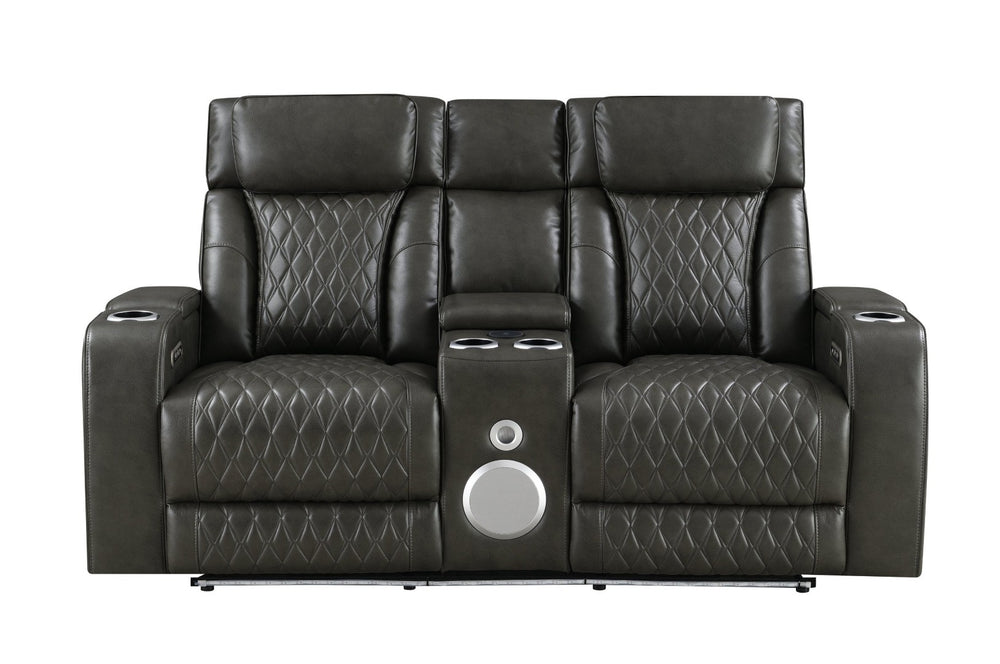 English Elm Taddeo Power Reclining Loveseat with Massage Led Console and Wireless Charging Hub B2726P435906