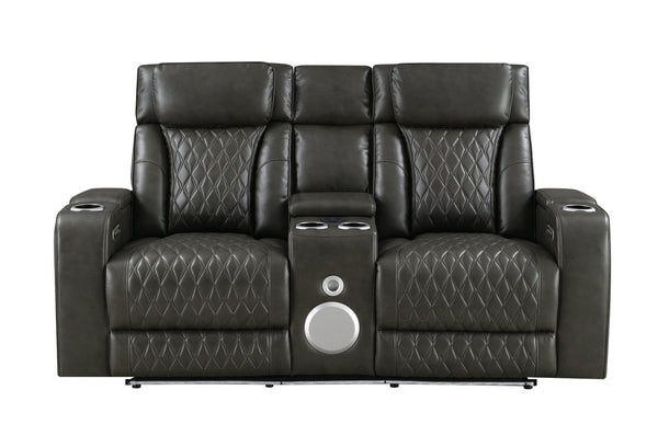 English Elm Taddeo Power Reclining Loveseat with Massage Led Console and Wireless Charging Hub B2726P435906