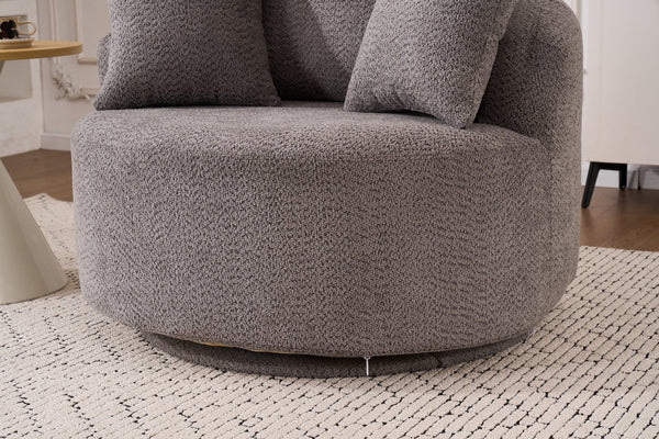 English Elm 360° Swivel Chair upholstered barrel accent chair with plush high-resilience foam and pillows for comfort Gray W2231P261425