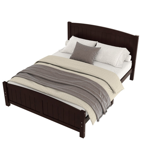 English Elm Queen Solid Wood Platform Bed Frame with Strong Support Slats, No Box Spring Needed, Modern White Finish Espresso W1580P374313
